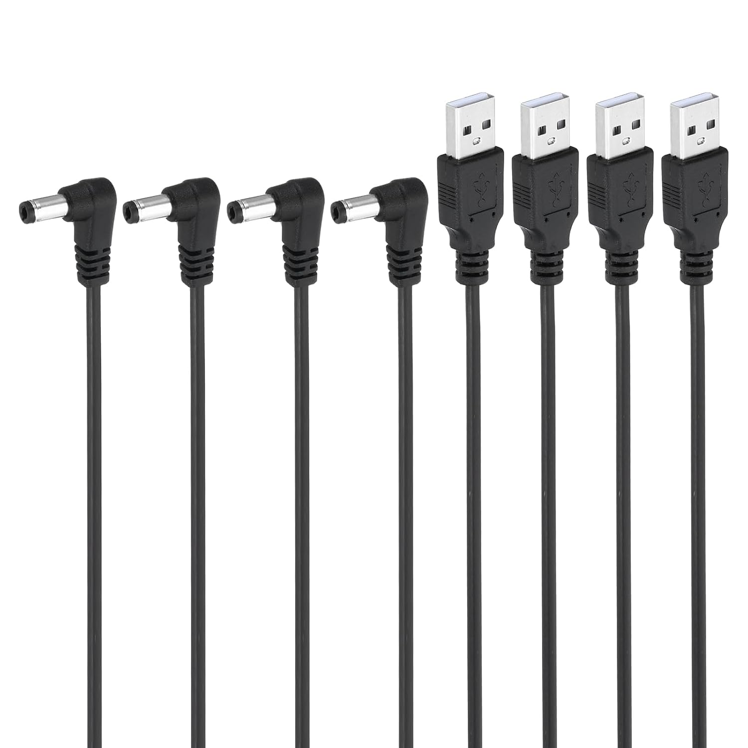 Кабель питания PATIKIL USB 2.0 Type A — DC 5,5 x 2,5 мм с угловым разъемом 90 градусов, цилиндрический разъем, 4 шт., адаптер кабе
