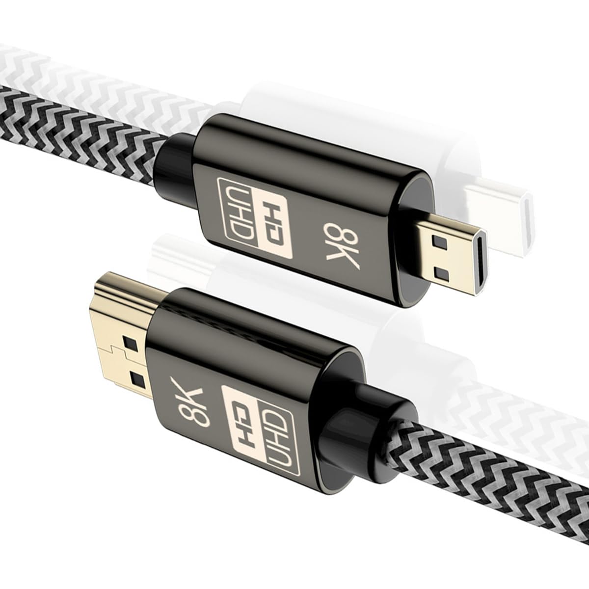 Кабель CY Cable 8K Micro HDMI — HDMI HDTV, плетеный кабель 4K UHD, высокоскоростной разъем Type-A — Type-D для компьютера и HDTV (