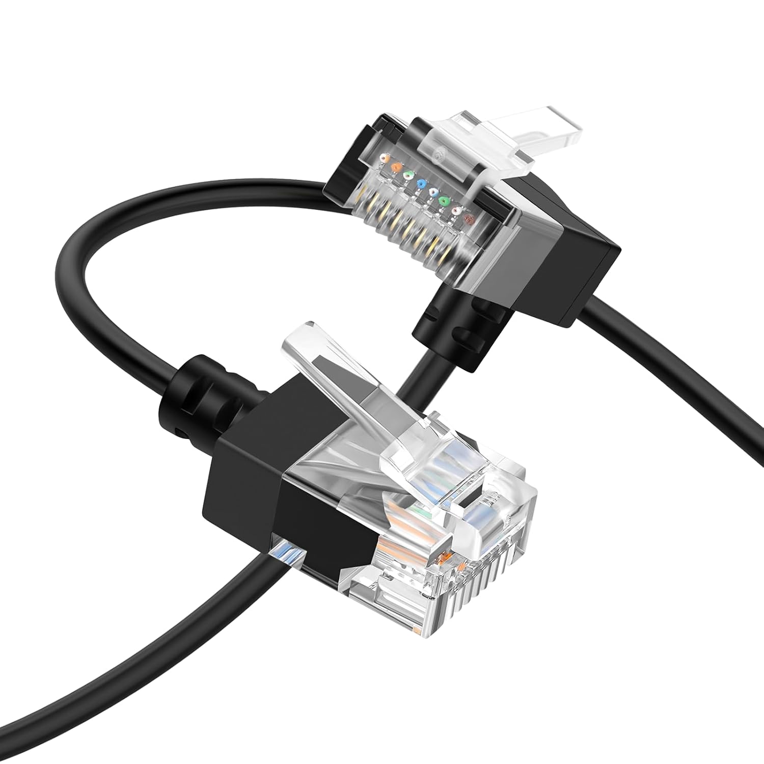Угловой Ethernet-кабель Cat6A 90 градусов, 5 м, ультратонкий патч-кабель Ethernet Cat6 RJ45 для высокоскоростной связи 10 Гбит/с 5