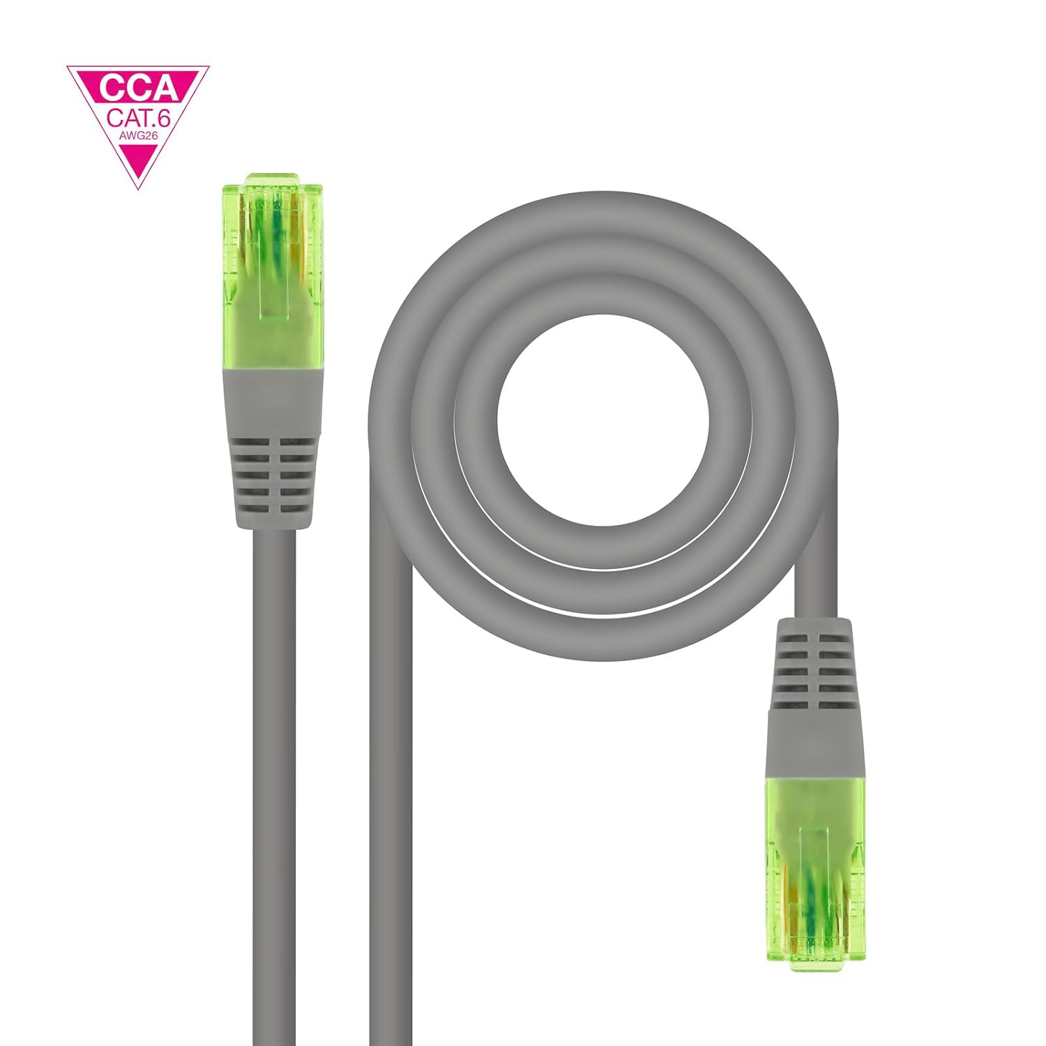 Сетевой кабель NANOCABLE 10.20.1425 Cat.6 UTP AWG26 CCA (медное покрытие, алюминий), серый, 25 метров.