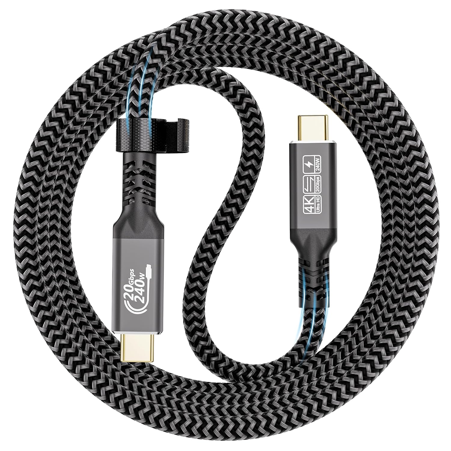 Кабель CAKOBLE USB C 2 м 240 Вт 3.2 Gen2, зарядный кабель 20 Гбит/с с поддержкой Thunderbolt 4 4K@60Hz, совместимый с iPhone 16, M