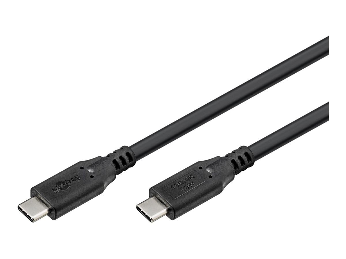 Кабель швидкої зарядки goobay USB-C 3.2 60 Вт 10 Гбіт/с / Зарядний кабель Type-C Thunderbolt 3 4 / MacBook, iPad, HP, Dell / 1 м /