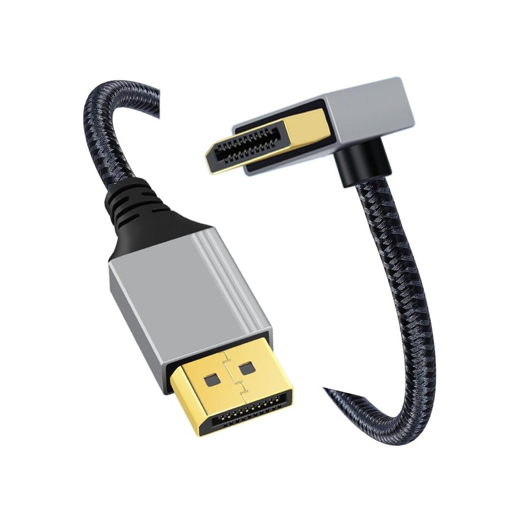 Кабель CY DisplayPort DP — DP 4K 60 Гц, серебристая оплетка, Ultra-HD, UHD, угол 90 градусов, для настольных компьютеров, ноутбуко