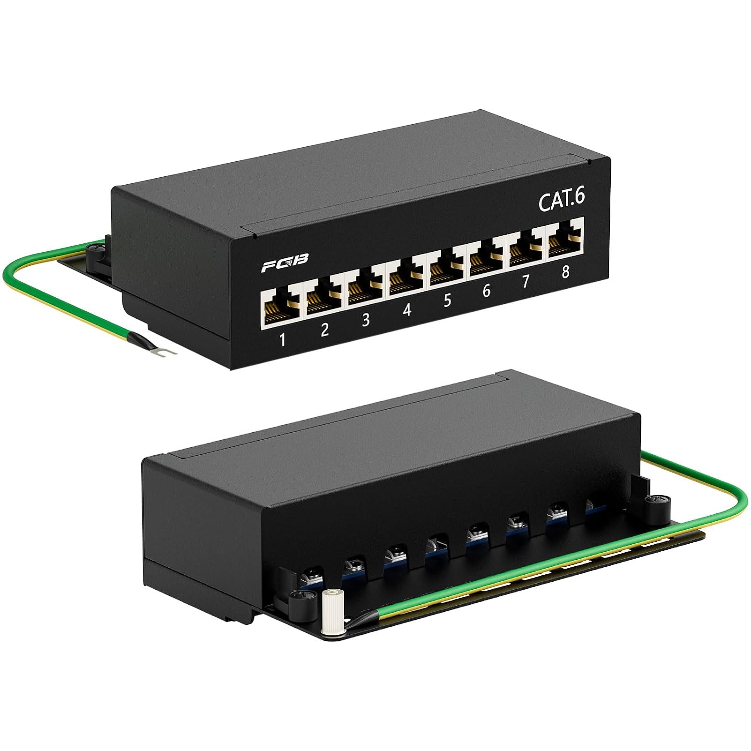 Патч-панель FGB CAT 6 з 8 портами та 8 екранованими розетками RJ45 - настільний/настінний монтаж - STP (екранований) - розподільча