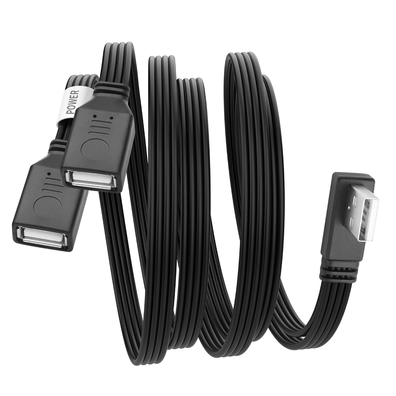 Кабель-разветвитель USB YACSEJAO 90 градусов, адаптер USB 2.0 A «папа» — два «мама» — плоский удлинительный кабель для передачи да