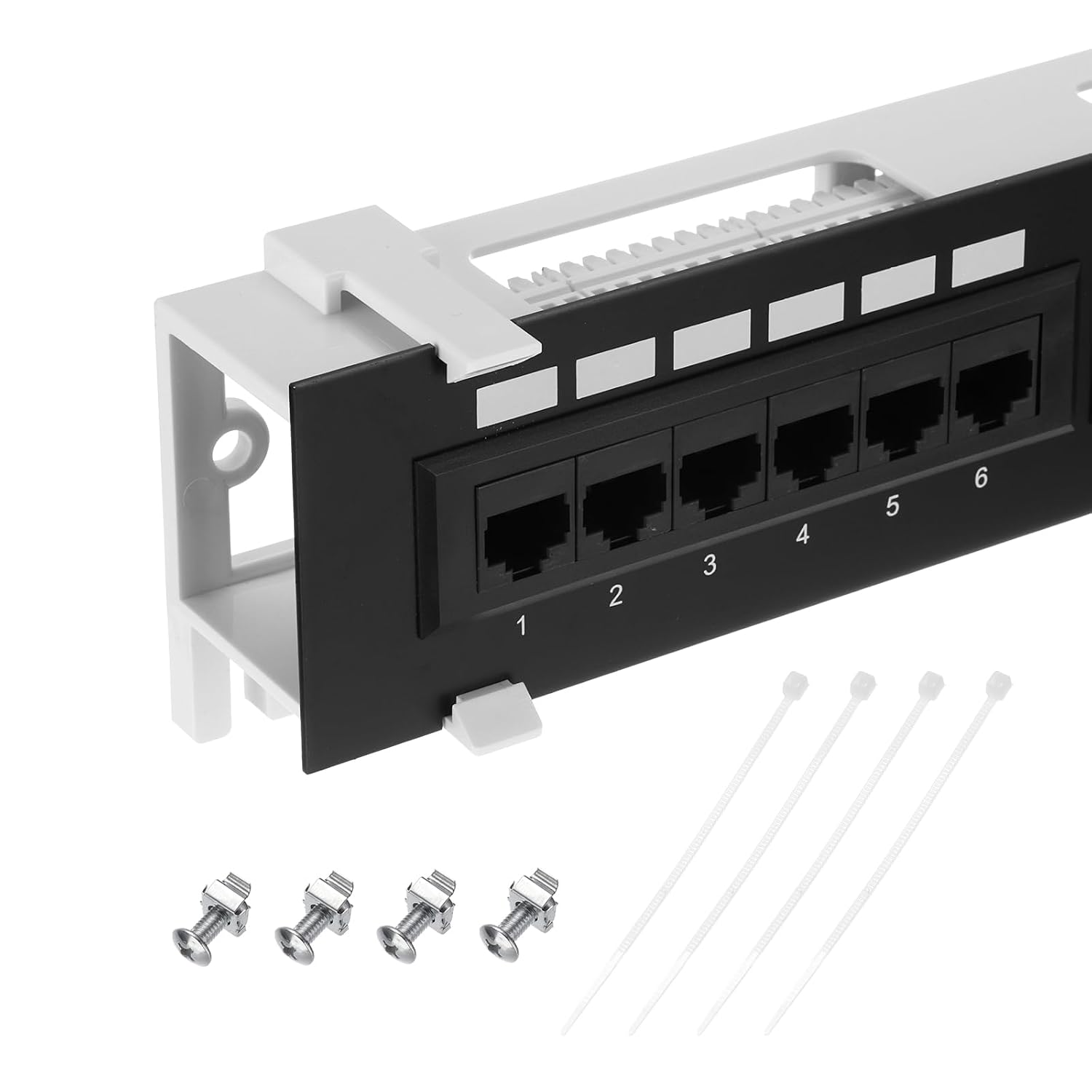Патч-панель QUARKZMAN Cat6 2,3 дюйма з 12 портами та порожнім місцем для ключів, для кріплення в стійку та настінного монтажу з ме