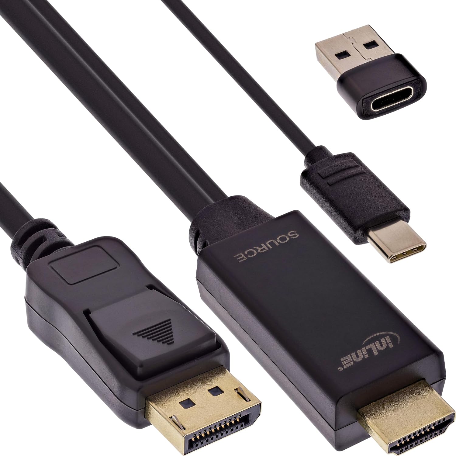 Кабель-конвертер InLine® HDMI в DisplayPort, активный адаптер с питанием от USB, UHD 4K 60 Гц, для монитора и ноутбука, 2 м, 17162