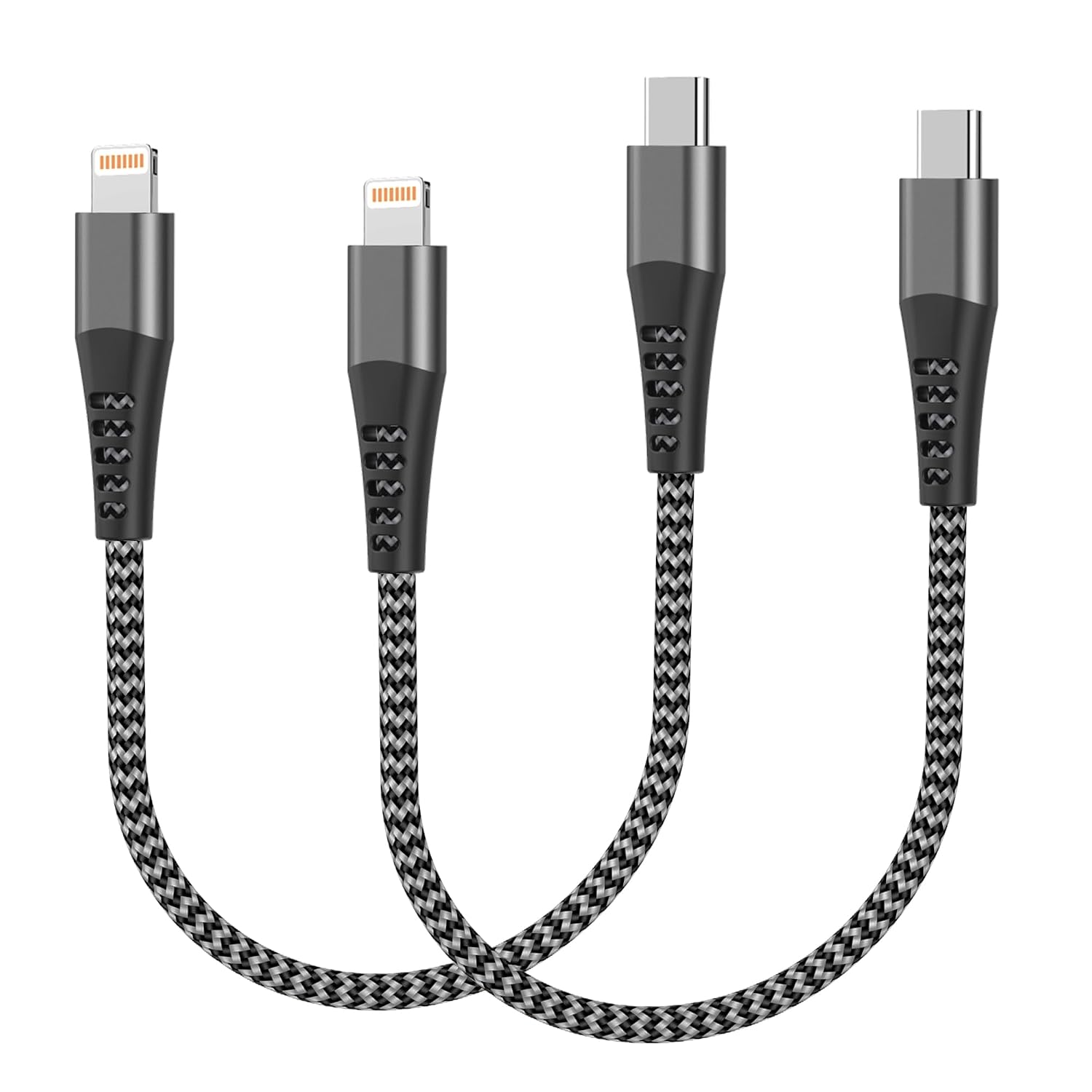 Кабель USB C на Lightning, короткий, 0,3 м, 2 шт., зарядний кабель для iPhone C, сертифікований Apple MFi, нейлон, Type C, зарядни