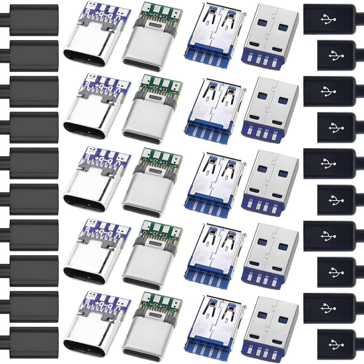 20 шт. USB 3.1 Type-C жіночий чоловічий паяльний роз'єм для друкованої плати, кабель-роз'єм, DIY 3A 4 контакти USB 3.0 типу A 24 к