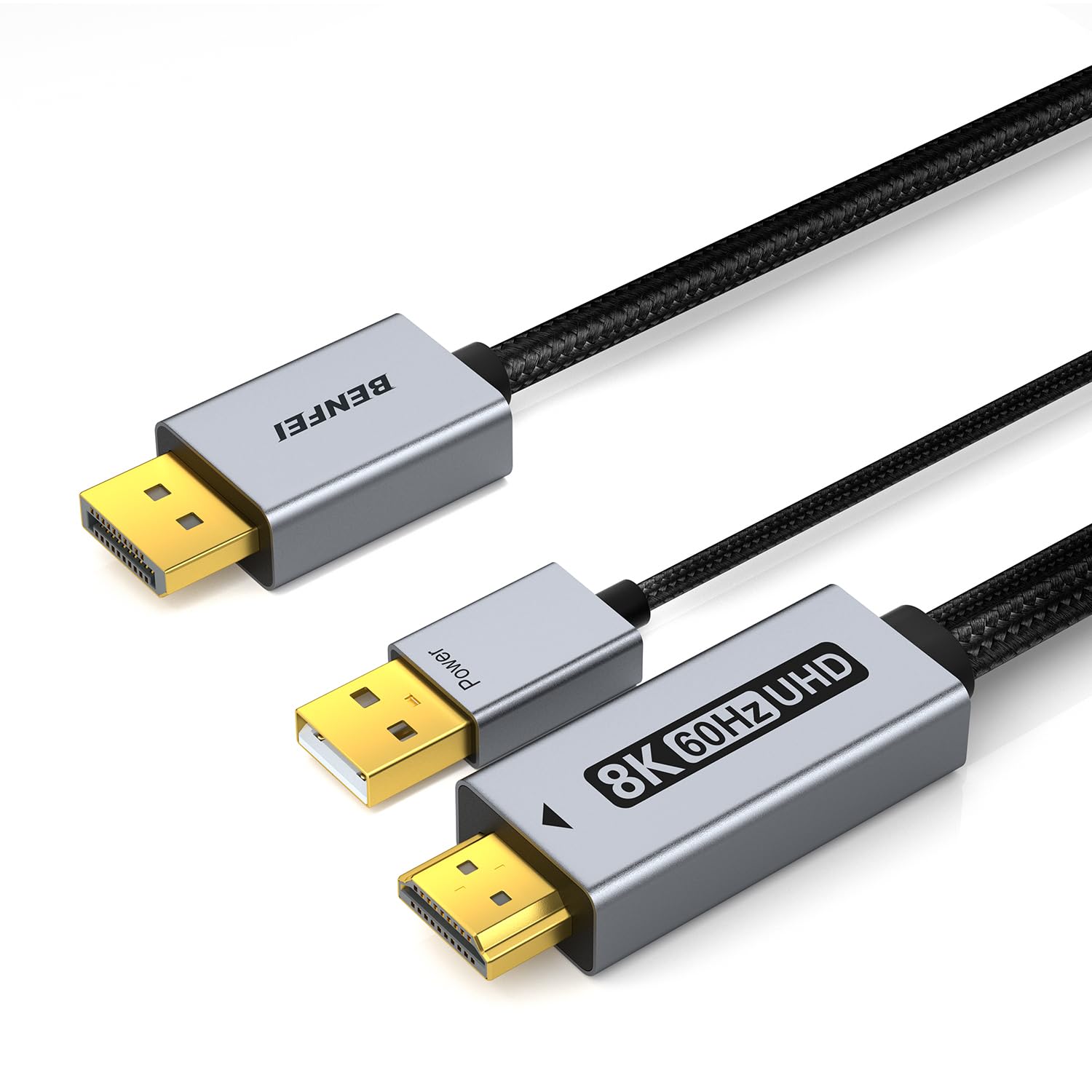 Кабель BENFEI DisplayPort 1.4 — HDMI 2.1, 1,8 м, 8K@60Hz, 4K@240Hz/165Hz/144Hz/120Hz, однонаправленный DP (источник) — HDMI (диспл
