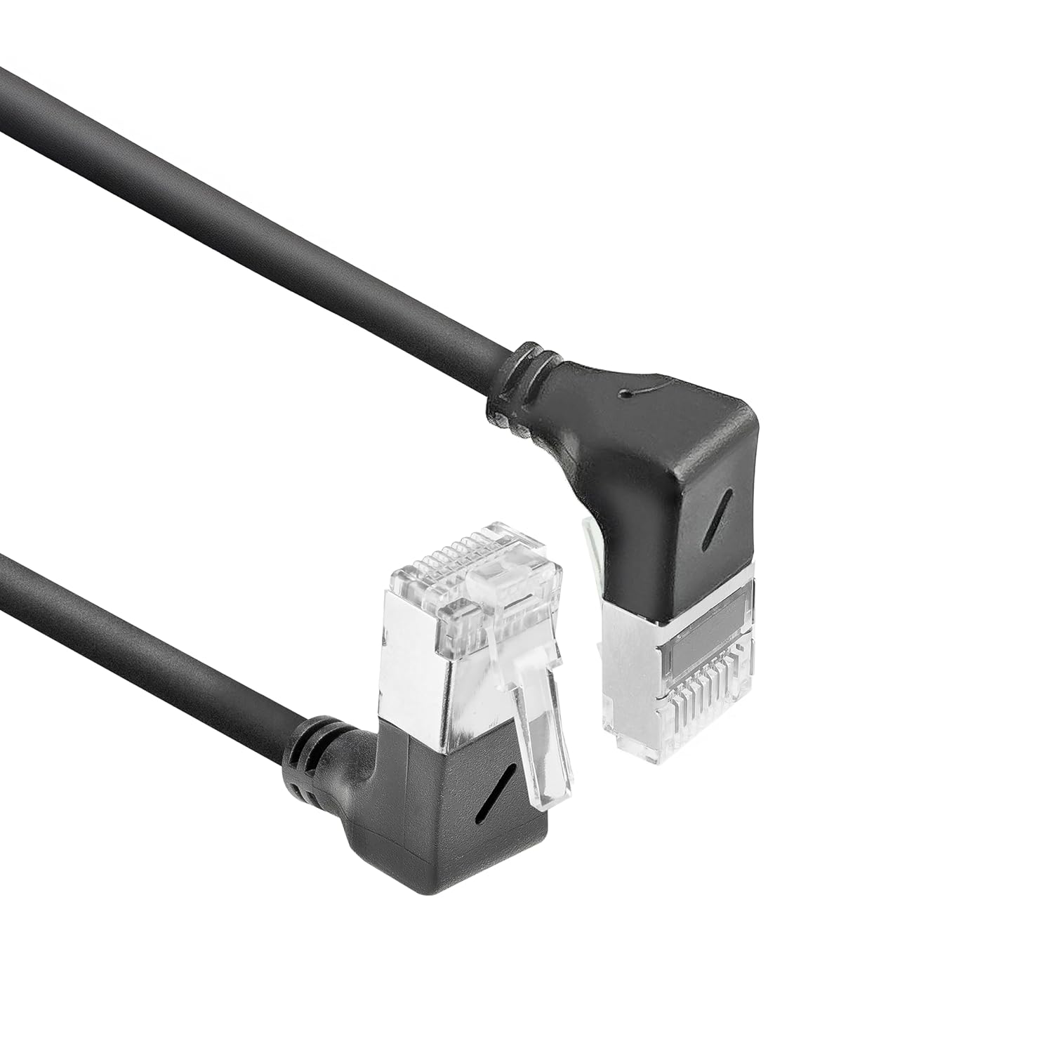 Кутовий мережевий кабель ACT CAT6A 90°, мережевий кабель U/FTP LSZH, тонкий 3,6 мм, гнучкий кабель Ethernet із штекером RJ45, для