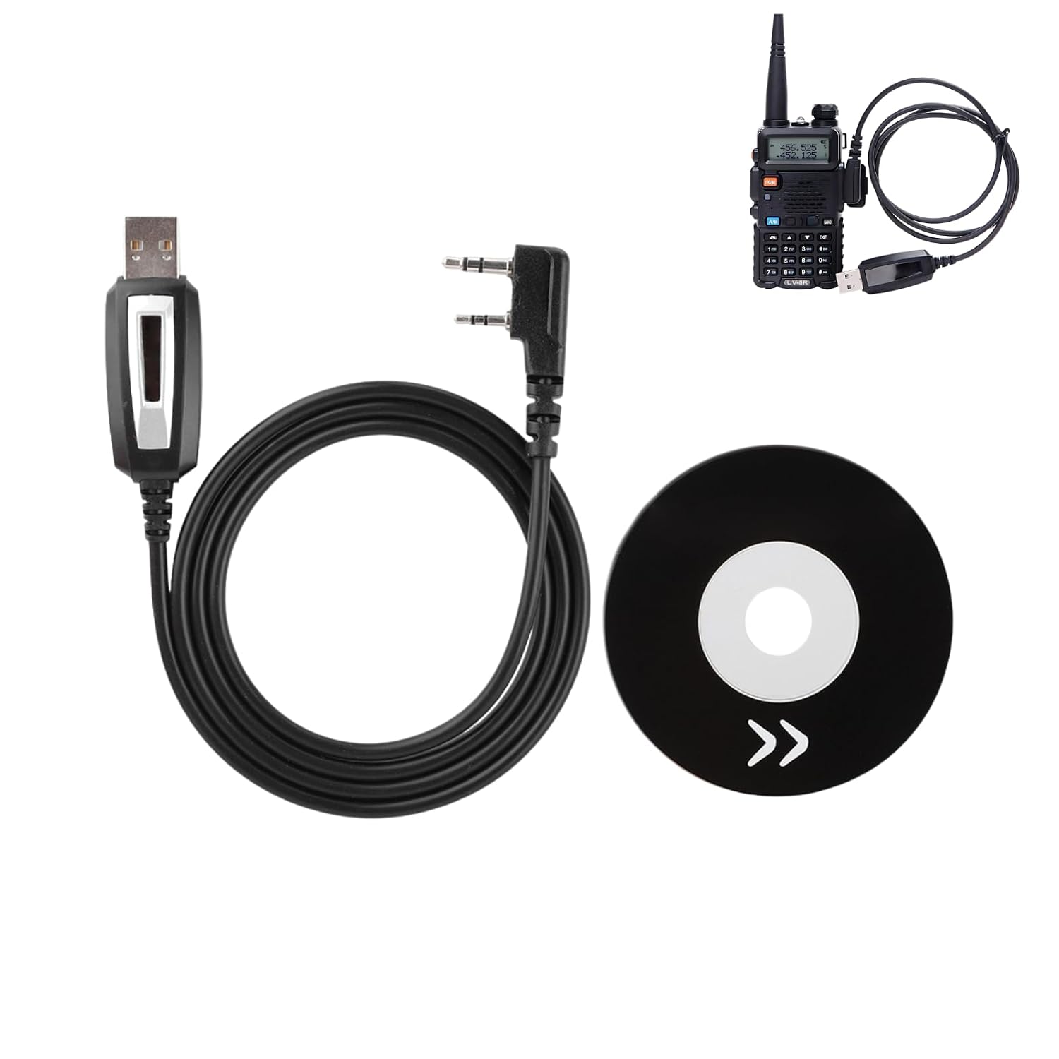 USB-кабель для программирования раций, 2-контактный, с CD-диском и драйверами для раций GT-3, UV-82, BF-888s, UV-5R, UV-5R Plus, G
