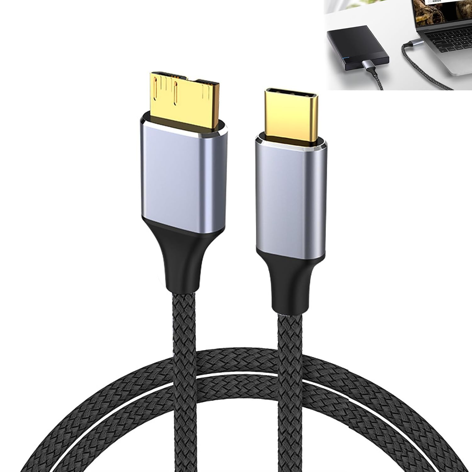 Кабель USB C — Micro B 0,3 м — USB 3.1 со скоростью передачи данных 10 Гбит/с — разъем USB C «папа» — Micro B «папа» для внешнего