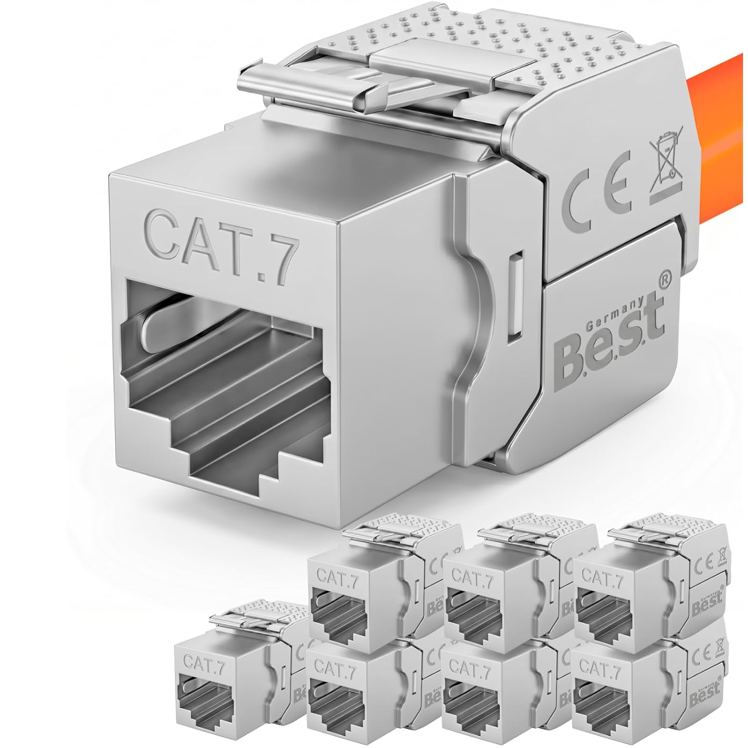 8 сетевых модулей CAT 7 Keystone RJ45 — высокоскоростные разъемы Keystone, установка без инструментов, 10 Гбит/с, экранированный S