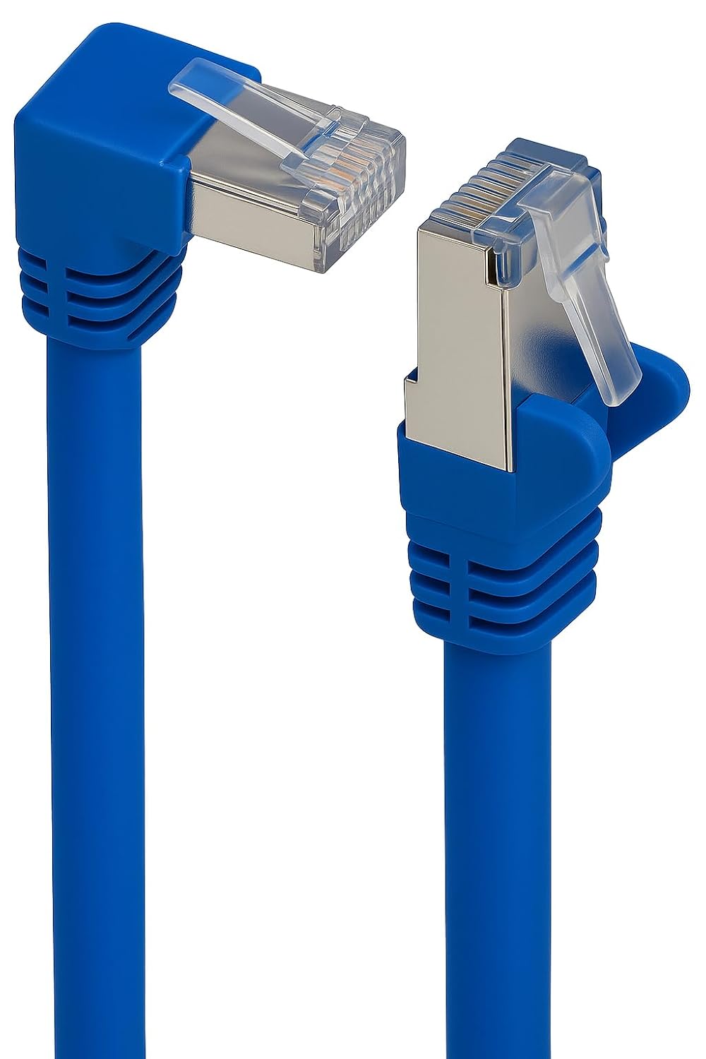 Угловой LAN-кабель Cat 6 90° — 20,0 метров — синий — Ethernet-кабель S/FTP PIMF — угловой разъем RJ45 — гигабитный патч-кабель для