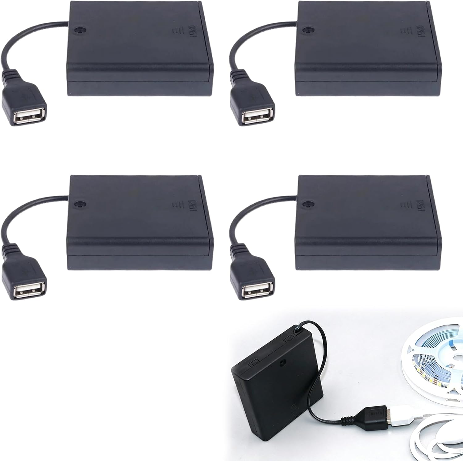 Тримачі для 4 батарейок типу АА з USB-роз'ємом та перемикачем, пластиковий корпус для 4 батарейок типу АА 1,5 В на 6 В для радіоке