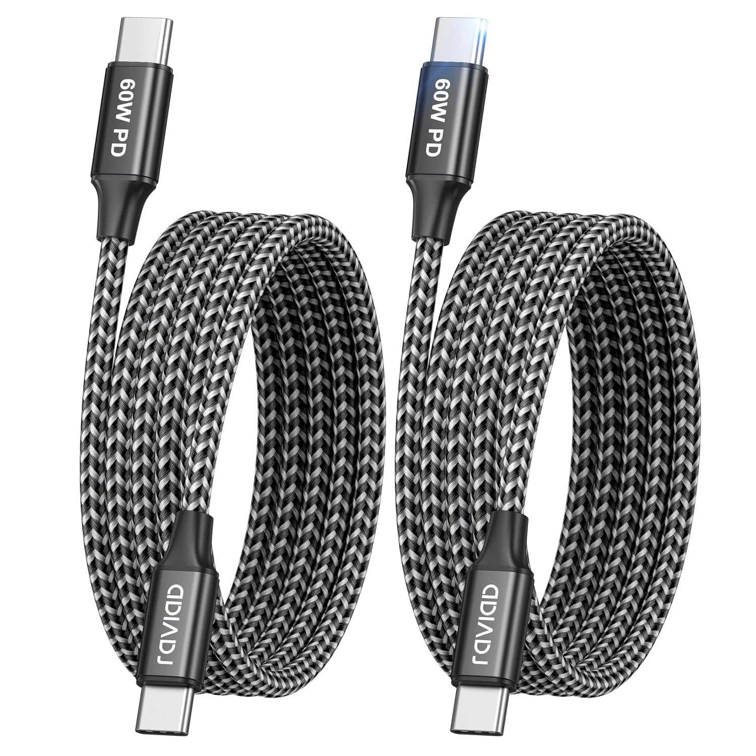 Кабель RAVIAD USB C 2 м, 2 шт., 60 Вт, зарядный кабель USB C PD 3.0, кабель для быстрой зарядки USB C — USB C, для iPhone 17, 16,