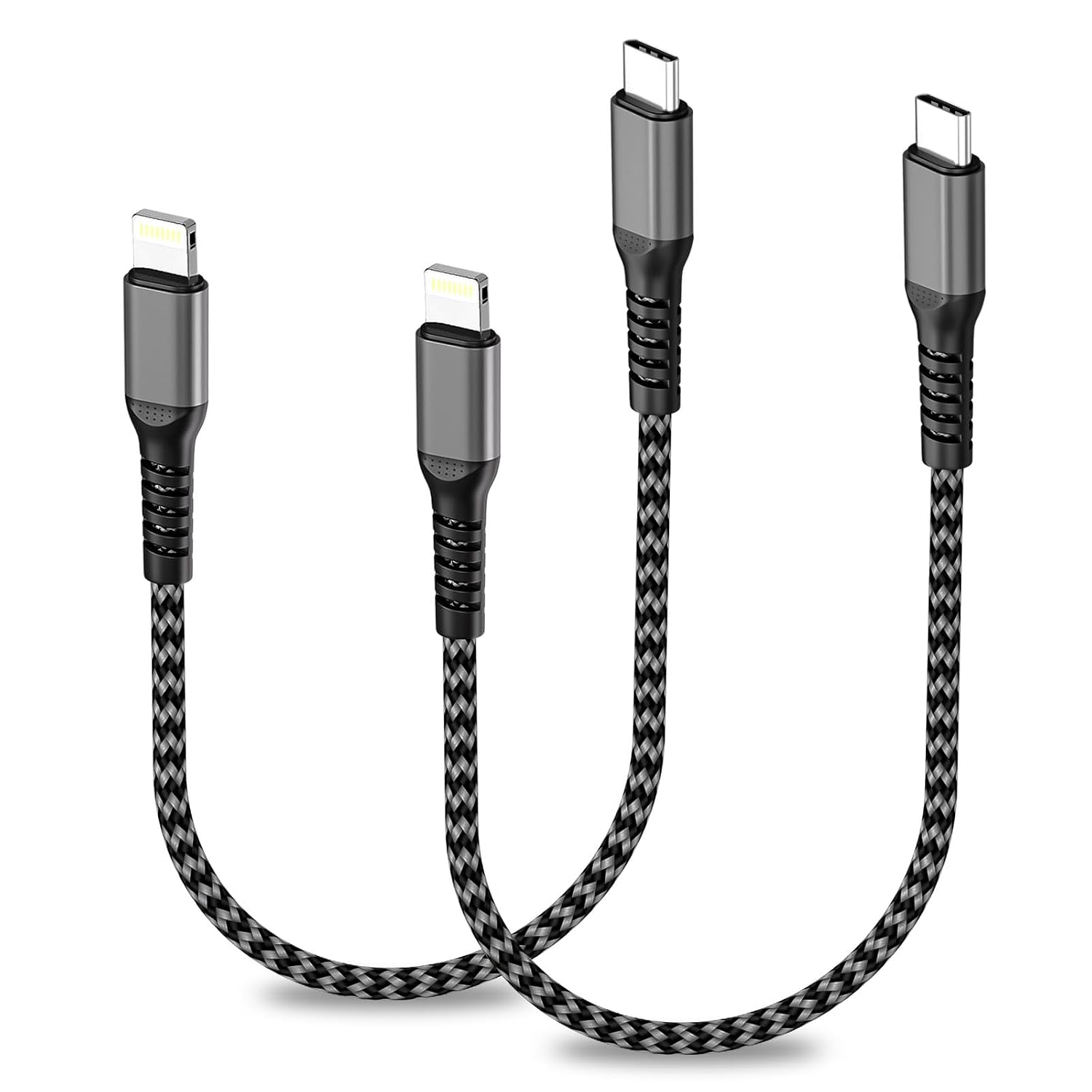 Кабель USB C на Lightning 0,3 м, 2 шт., сертифікований MFi кабель для зарядки iPhone, нейлонове плетення, швидка зарядка, сумісний