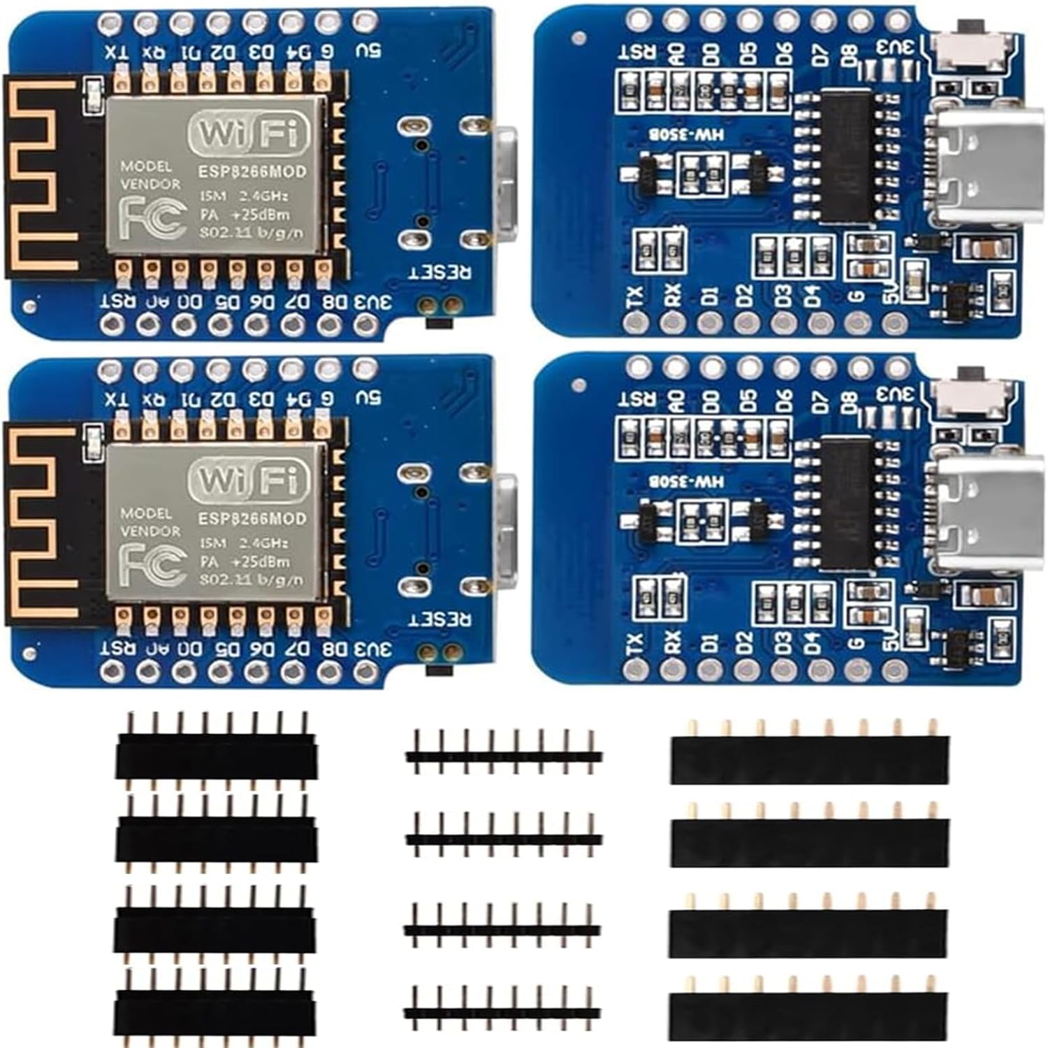 4 x 5V D1 5v ESP8266 Мини-плата NodeMCU WiFi ESP8266-12F CH340G WLAN Модуль Type C 4 Мбит флэш-памяти (CH340-typeC)