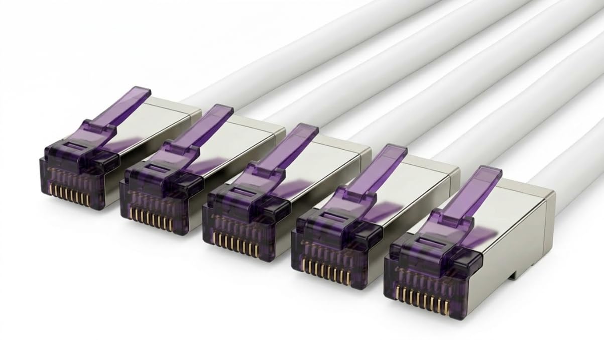 Мережевий кабель SuperFlex CAT 6A LAN - 0,15 м - білий - 5 штук - мережевий кабель/патч-кабель RJ45, S/FTP, 10 Гбіт/с, 500 МГц