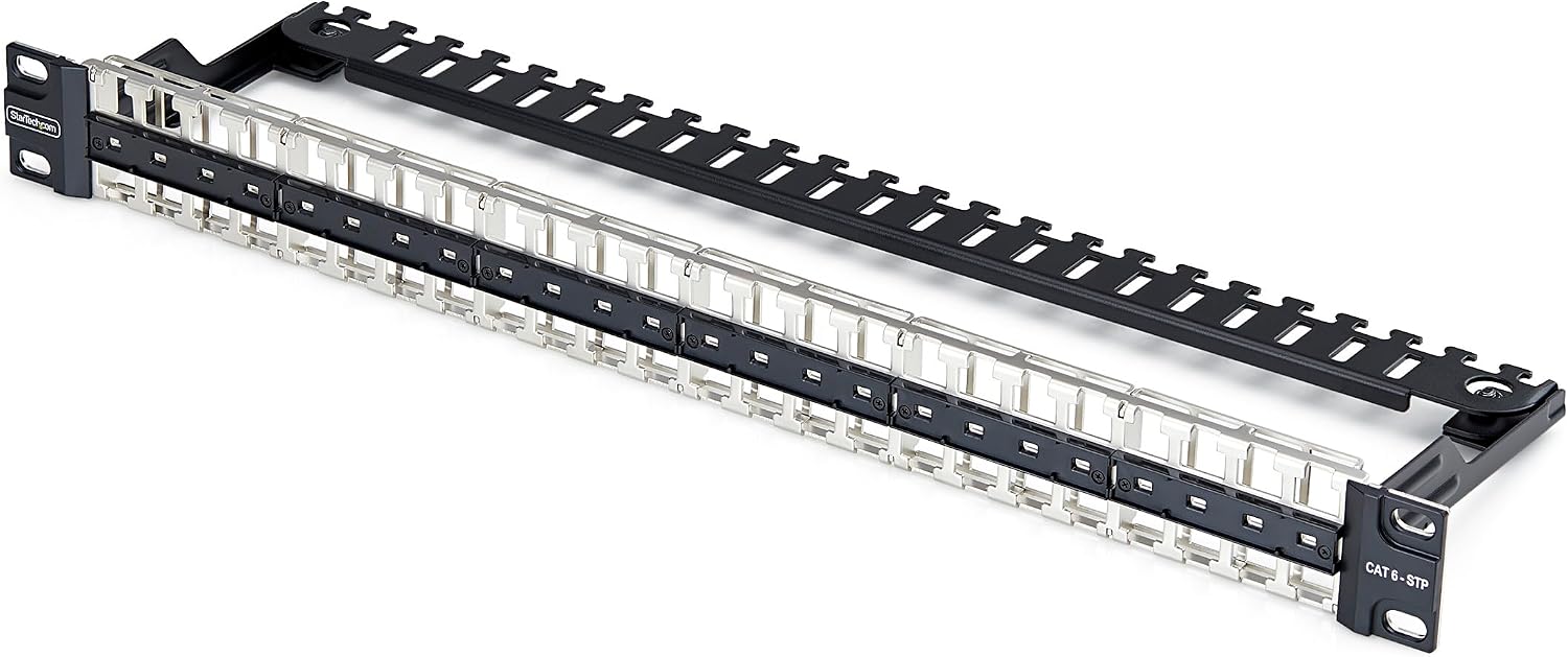 Патч-панель StarTech 48 портів Keystone 1U з кабельною планкою, патч-панель Cat6 для мережевих гнізд RJ45 STP Ethernet