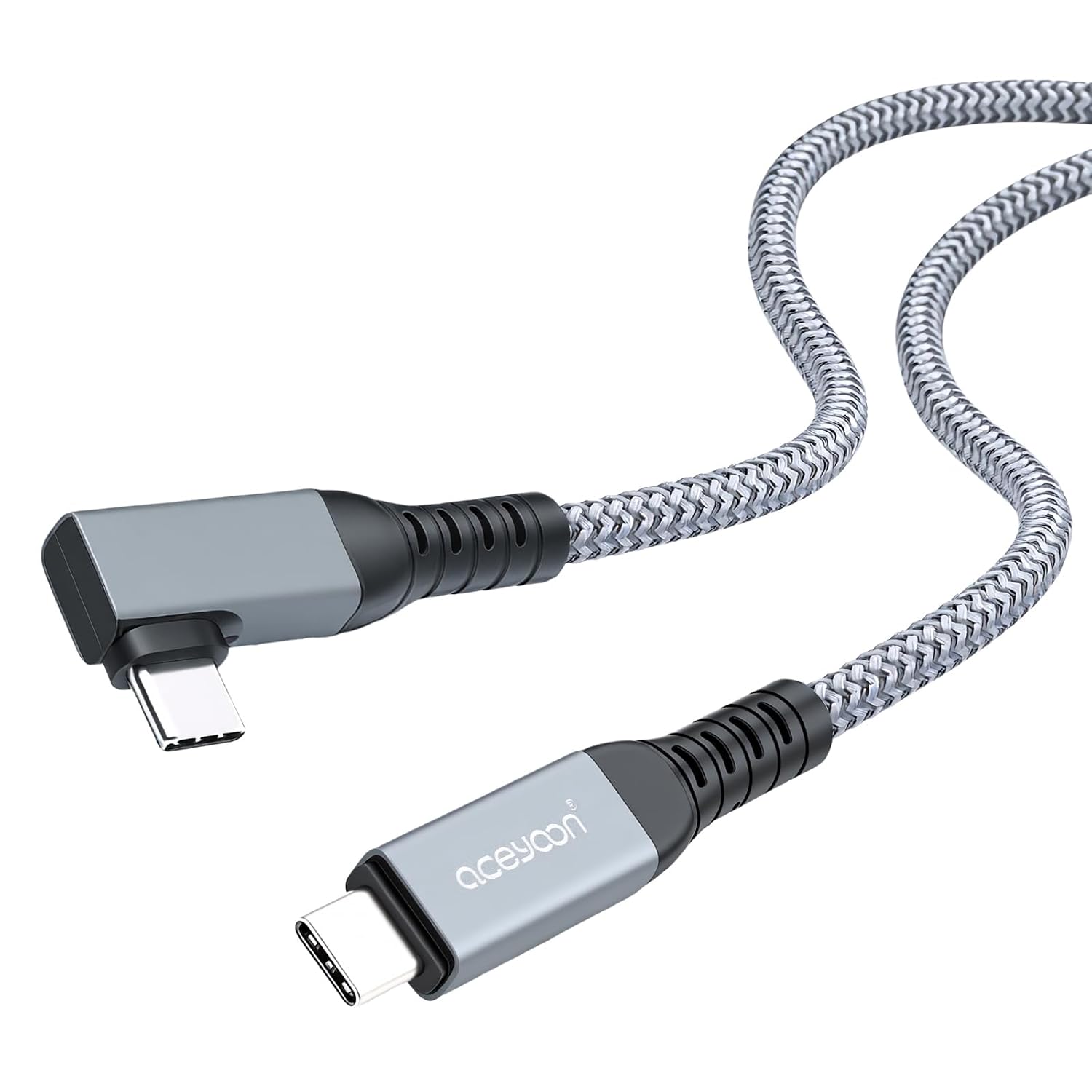 Aceyoon кабель USB C - USB C, короткий L-подібний, 50 см, кабель швидкої зарядки PD 240 Вт, кабель для передачі даних 90 градусів