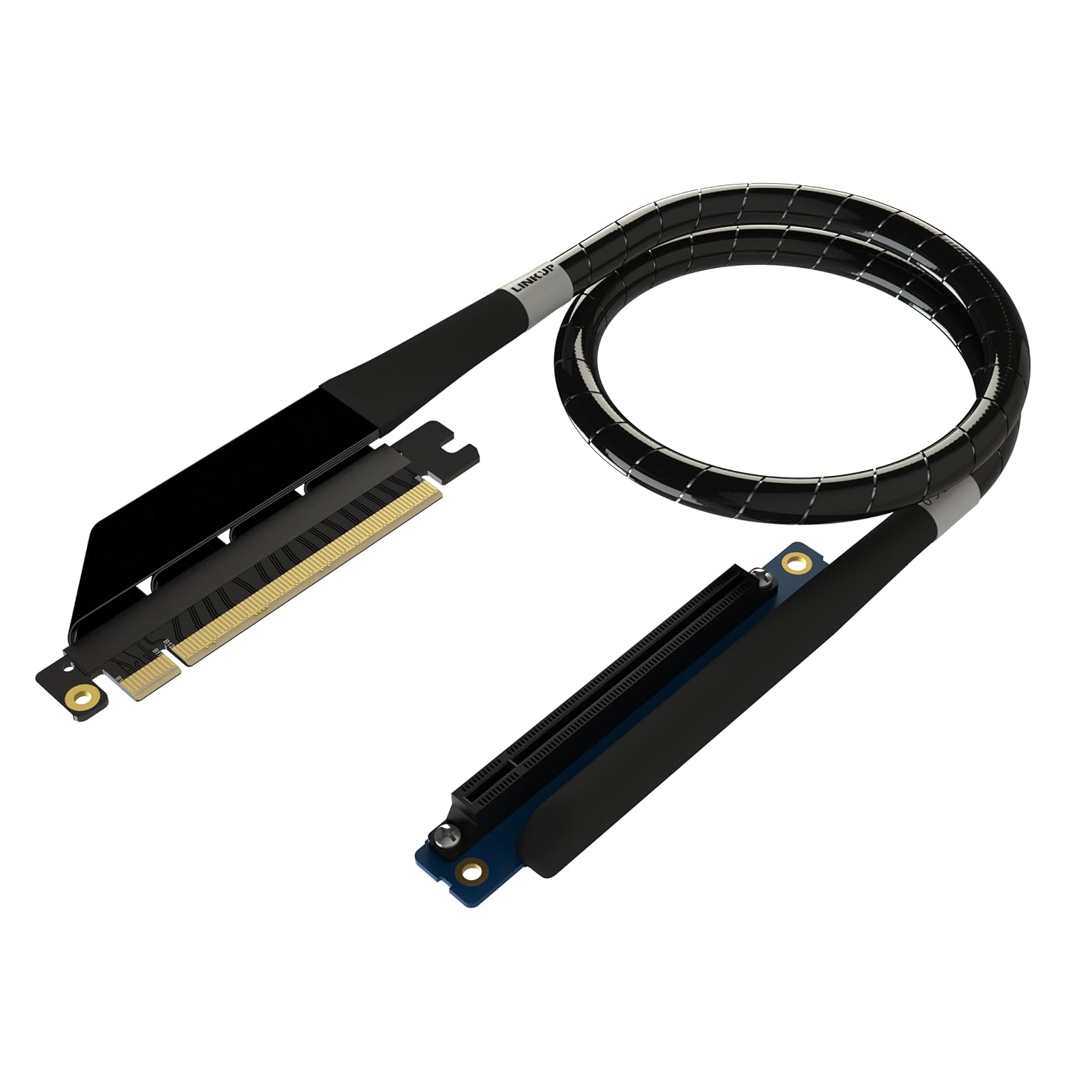 Райзер-кабель LINKUP Gen5+ PCIe для серверов ИИ, 40 см, черный, оптимизирован для работы с несколькими графическими процессорами,