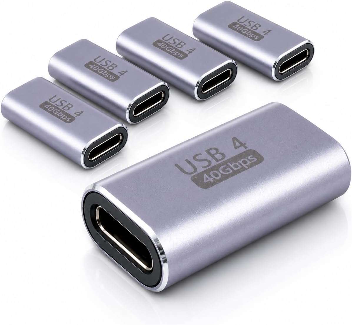 Роз'єм USB-C типу C, гніздо до гнізда - USB 4 Gen 3 x 2, 40 Гбіт/с - DP Alt Mode 8K/60Hz, PD 100 Вт - сірий металевий корпус - для