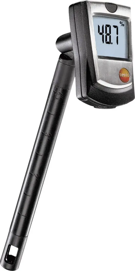 Термогигрометр testo 605-H1, диапазон измерения от 5 до 95%, от 0 до +50 °C.