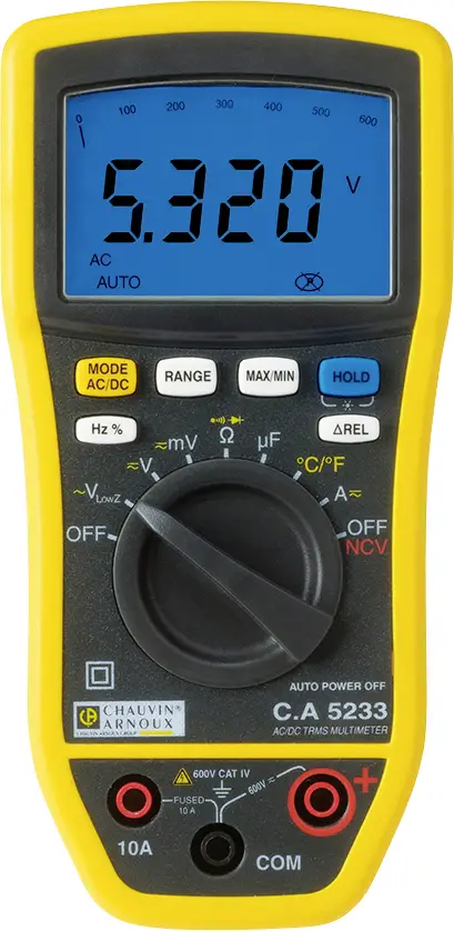 Цифровий мультиметр Chauvin Arnoux C.A 5233 LoZ CAT IV 600 V, CAT III 600 V Кількість відображень: 6000