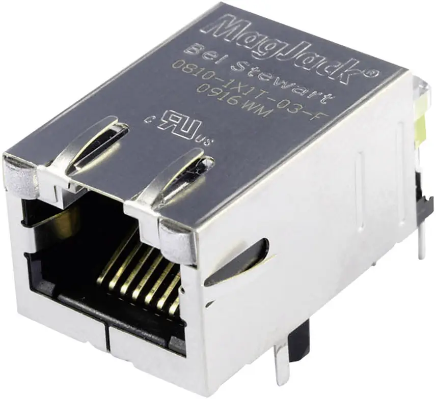 Разъем BEL Stewart Connectors типа «мама» для горизонтальной установки RJ45. Разъем BEL Stewart Connectors 08B0-1X1T-03-F типа «ма