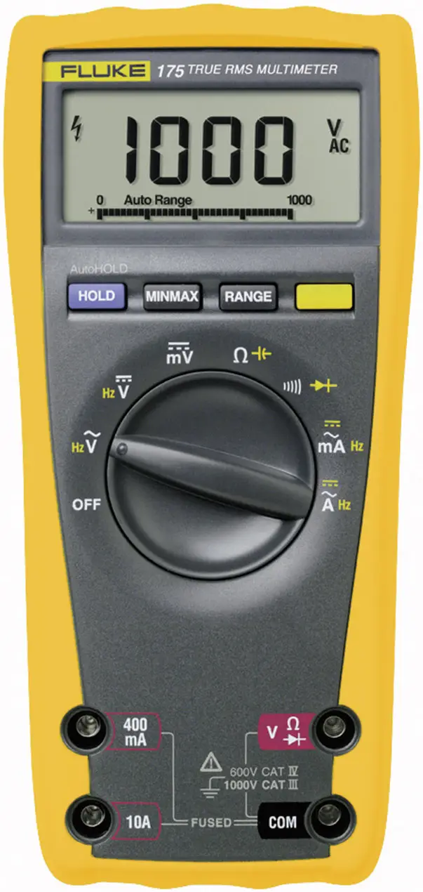 Мультиметр Fluke 175 1592901, CAT III 1000 В, CAT IV 600 В, 0,1 мВ - 1000 В, 0,01 мА - 10 А