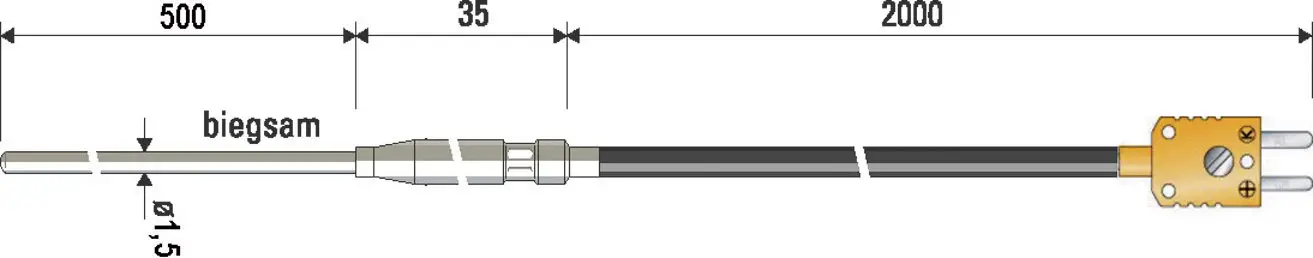 Погружной датчик типа K B + B Thermo-Technik, 0625 1189-41, от -100 до +1000 °C