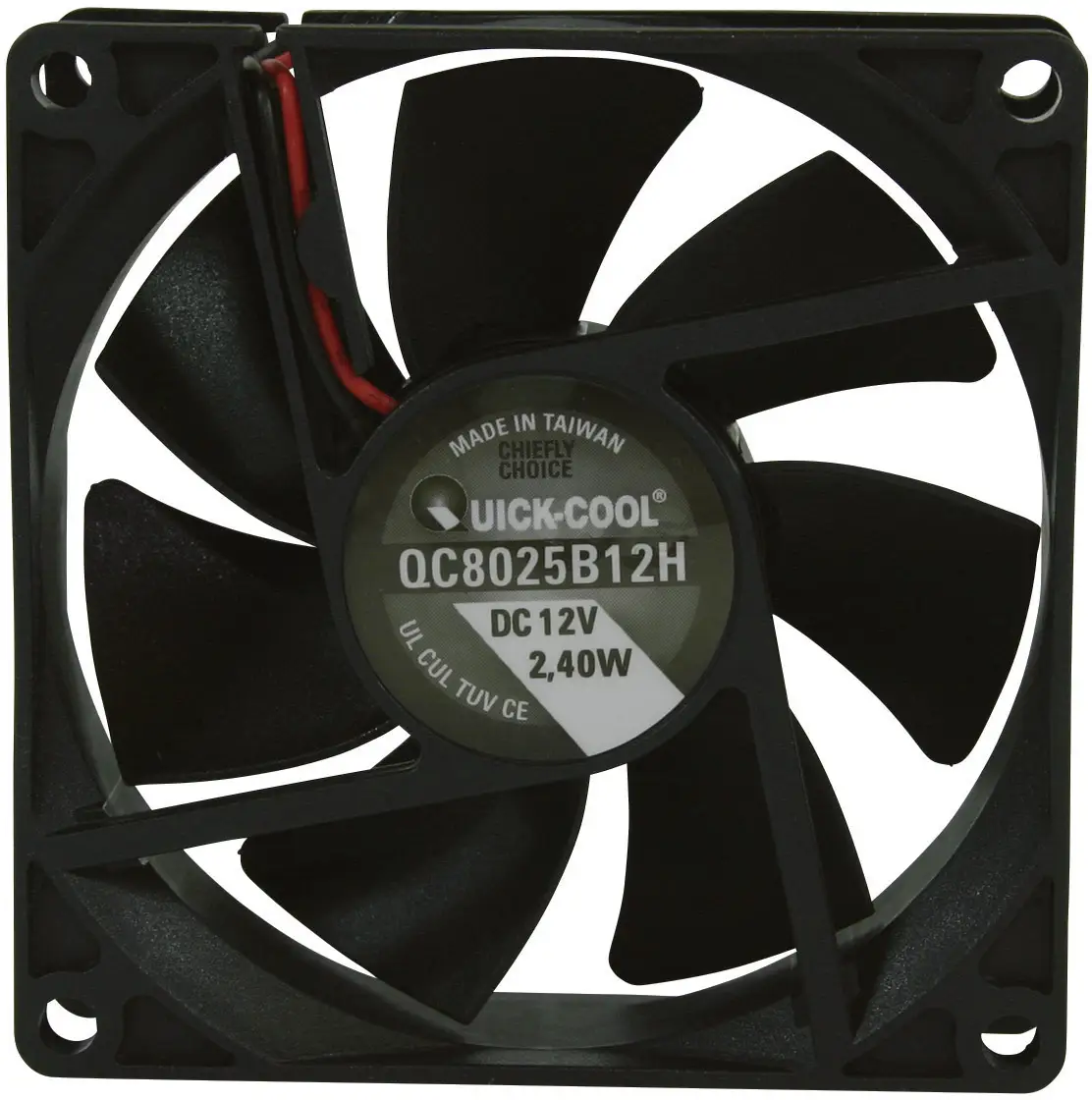 Осевой вентилятор QuickCool QC8025B12H, 12 В постоянного тока, 67,96 м³/ч, (Д x Ш x В) 80 x 80 x 25 мм