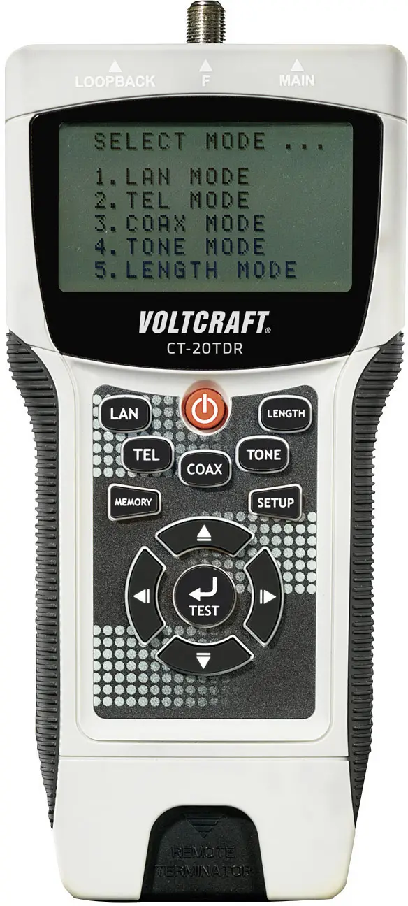 Тестер сетевых кабелей VOLTCRAFT CT-20TDR подходит для экранированных и неэкранированных кабелей, CAT3, CAT4, CAT5, CAT5E, CAT6, а