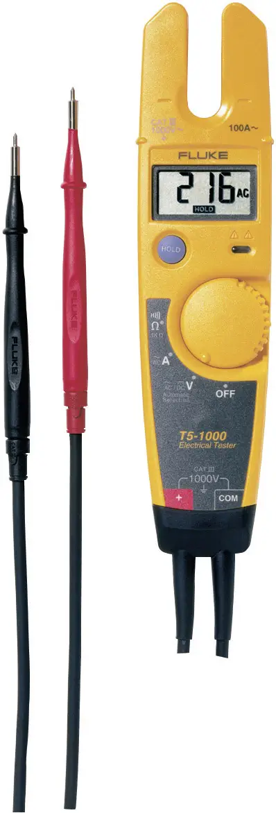 Двухполюсный тестер напряжения Fluke T5-1000, класс защиты CAT III, 1000 В.