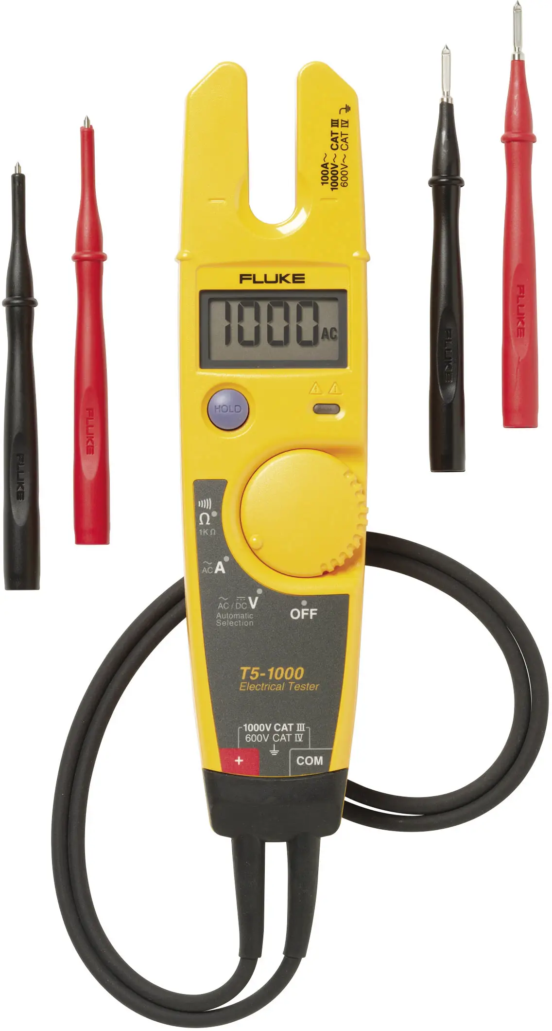 Двухполюсный тестер напряжения Fluke T5-1000, класс защиты CAT III, 1000 В.