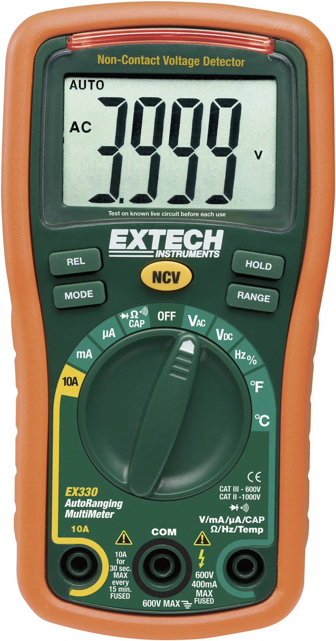 Цифровий мультиметр Extech EX330 з пам'яттю миттєвих значень CAT III 600 В Кількість відображених чисел: 4000