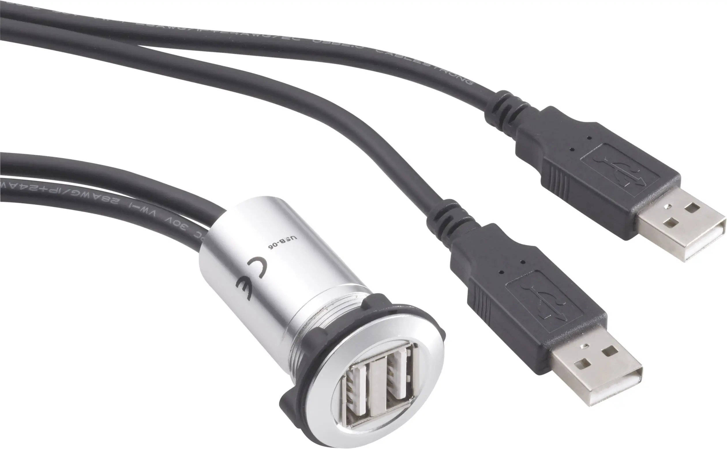 TRU COMPONENTS USB-06 Двойной USB-разъем «мама-мама» Встроенный соединитель 2 x USB Type-A «мама» на 2 x USB Type-A «папа» с кабел