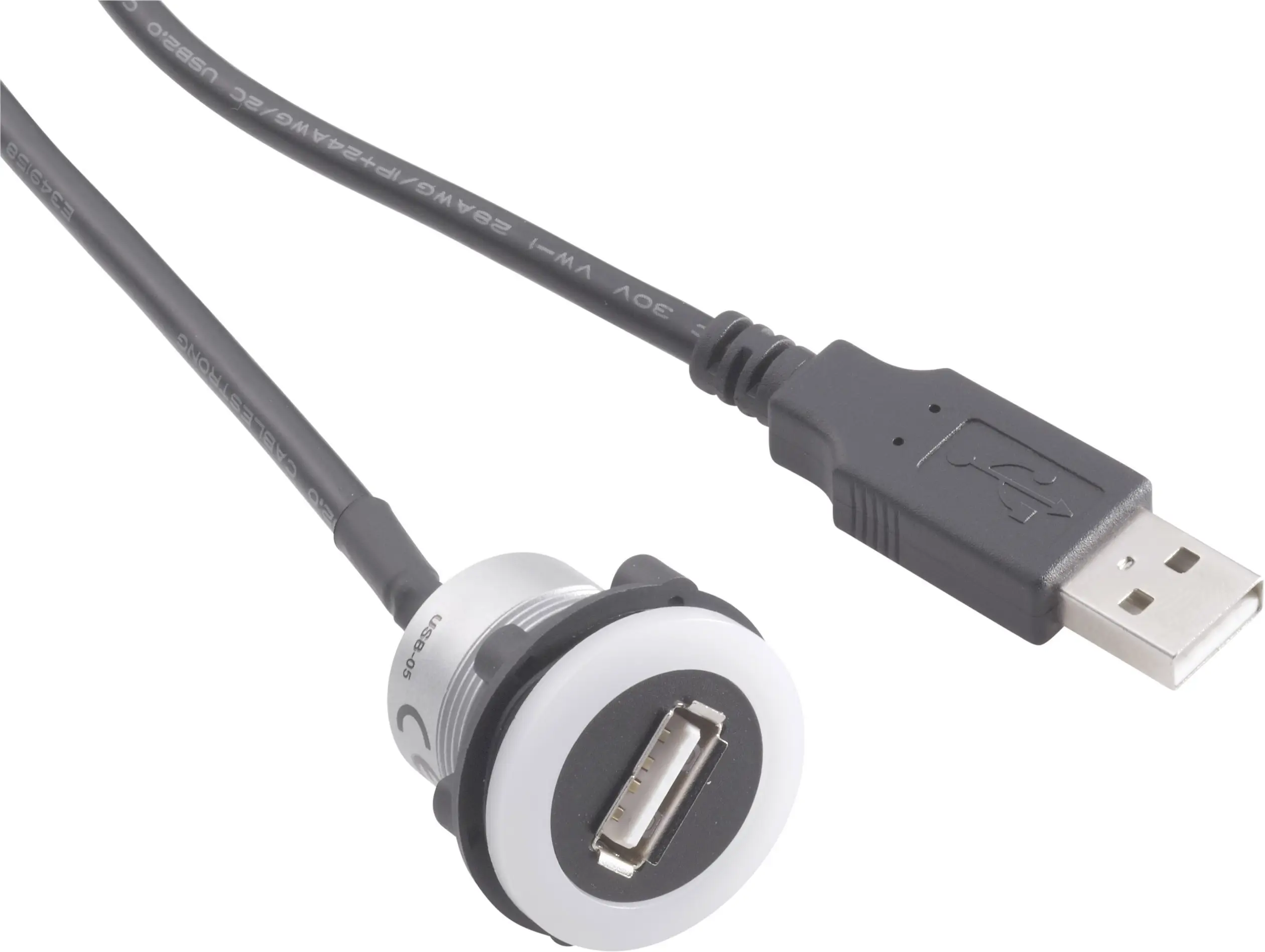 Разъем USB 2.0 для установки TRU COMPONENTS USB-05-BK 1229321, USB Type-A, 1 шт.