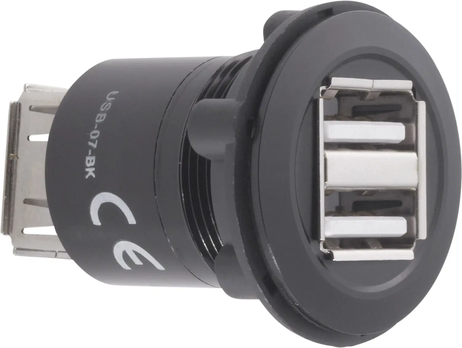 TRU COMPONENTS USB-07-BK Двойной USB 2.0 «мама» - «мама» встроенная розетка, адаптер 2 x USB Type-A «мама» на 2 x USB Type-A «мама
