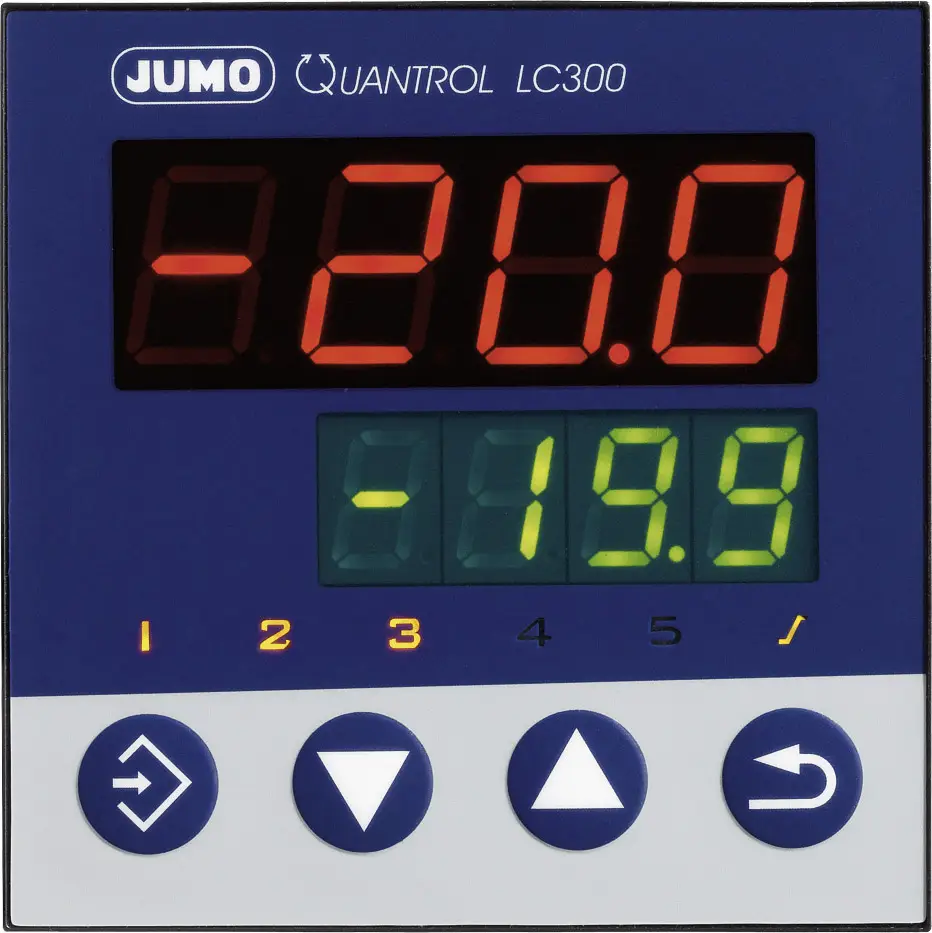 Термостат Jumo Quantrol LC300 L, J, T, K, E, N, S, R, Pt100, Pt1000, KTY от -270 до 2500 °C, реле 3 А (Д x Ш x В) 80 x 96 x 96 мм
