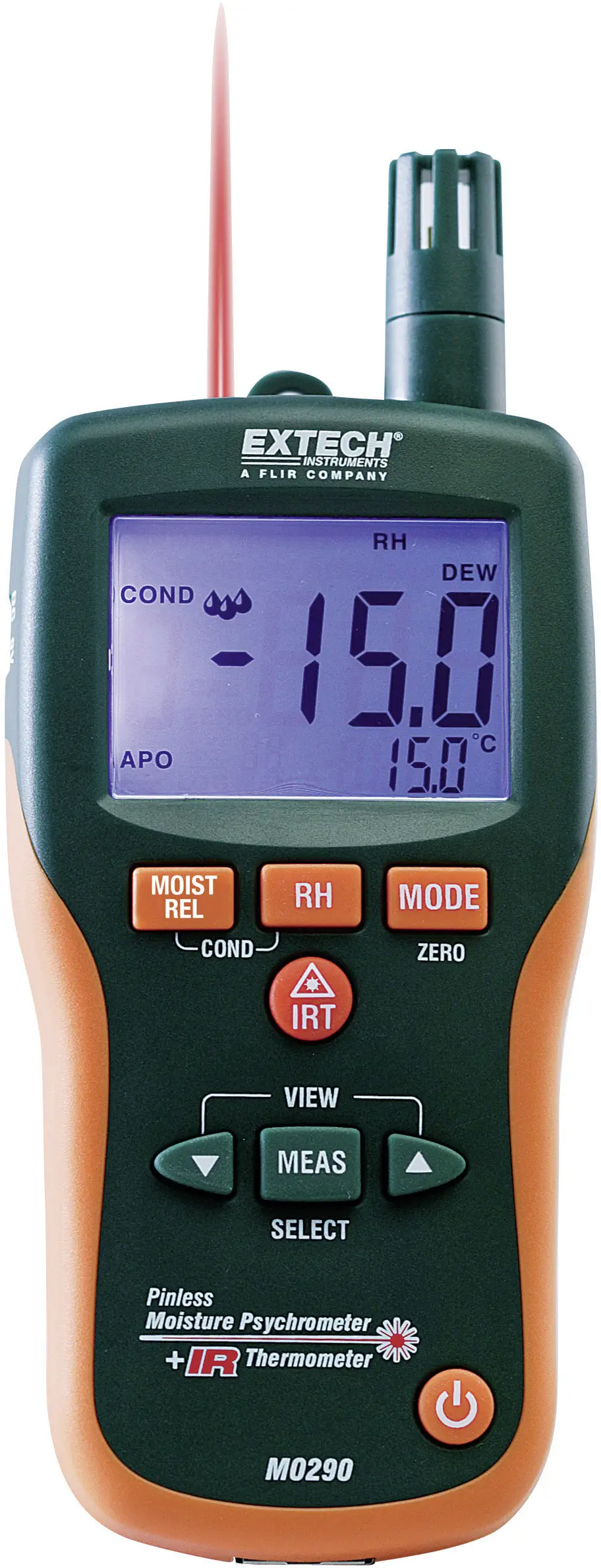 Термогігрометр Extech MO290-EU, від 0 до 99%, від -50 до +200 °C, з вбудованим пірометром