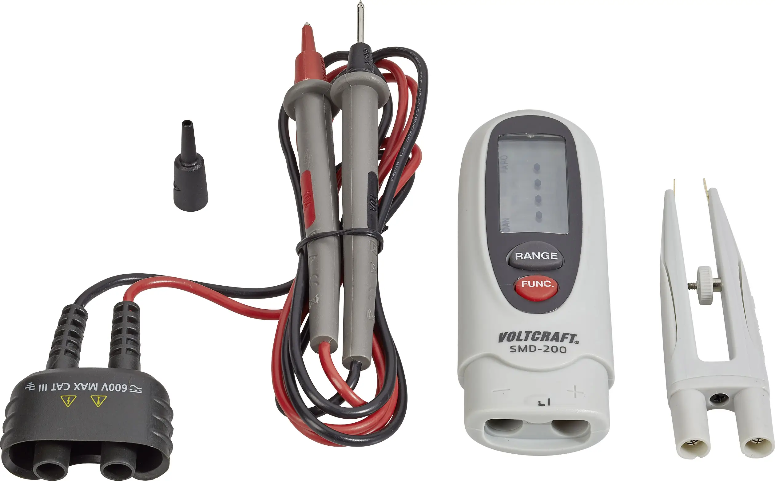 Цифровой мультиметр VOLTCRAFT SMD-200 CAT III, 600 В. Отображаемые номера: 6000.