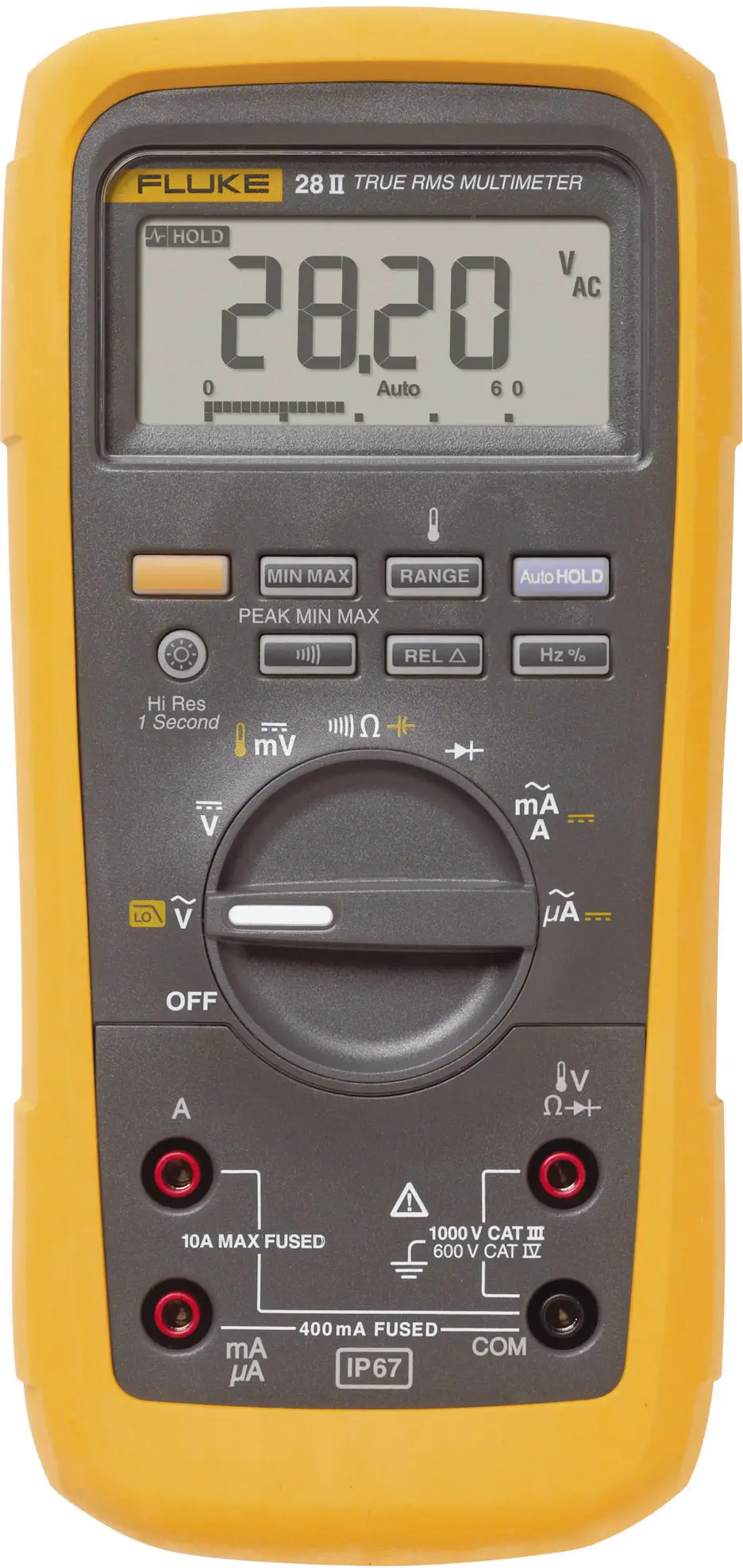 Цифровий мультиметр Fluke 28II/EUR IP67 CAT III 1000 В, CAT IV 600 В Відображаються числа: 20000