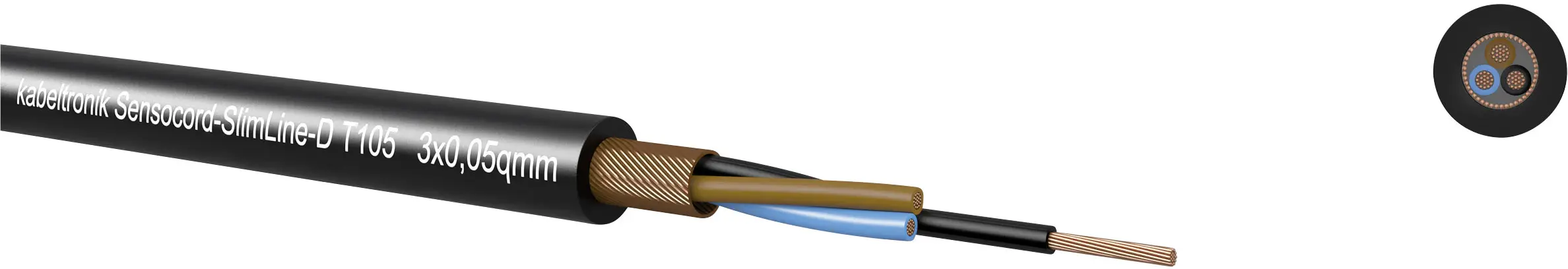 Сенсорный кабель Kabeltronik 24304D5T9 Sensocord-SlimLine-D T105, 4 x 0,05 мм², черный. Количество товаров в погонном метре.