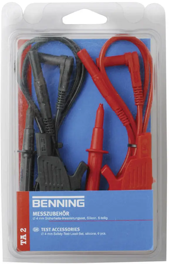 Вимірювальні дроти Benning TA 2 044125, 1,00 м, червоний, чорний