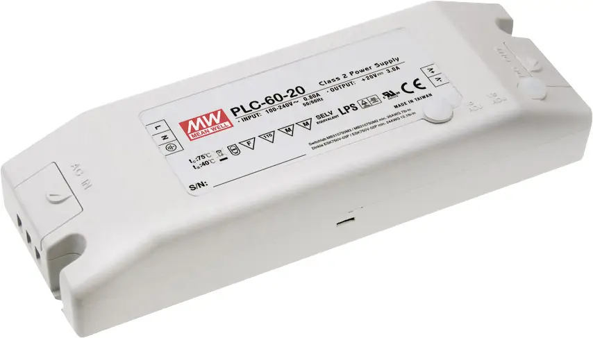 Драйвер для світлодіодів MEAN WELL PLC-60-27, трансформатор для світлодіодів з постійною напругою, постійний струм 62 Вт 2,3 A 27