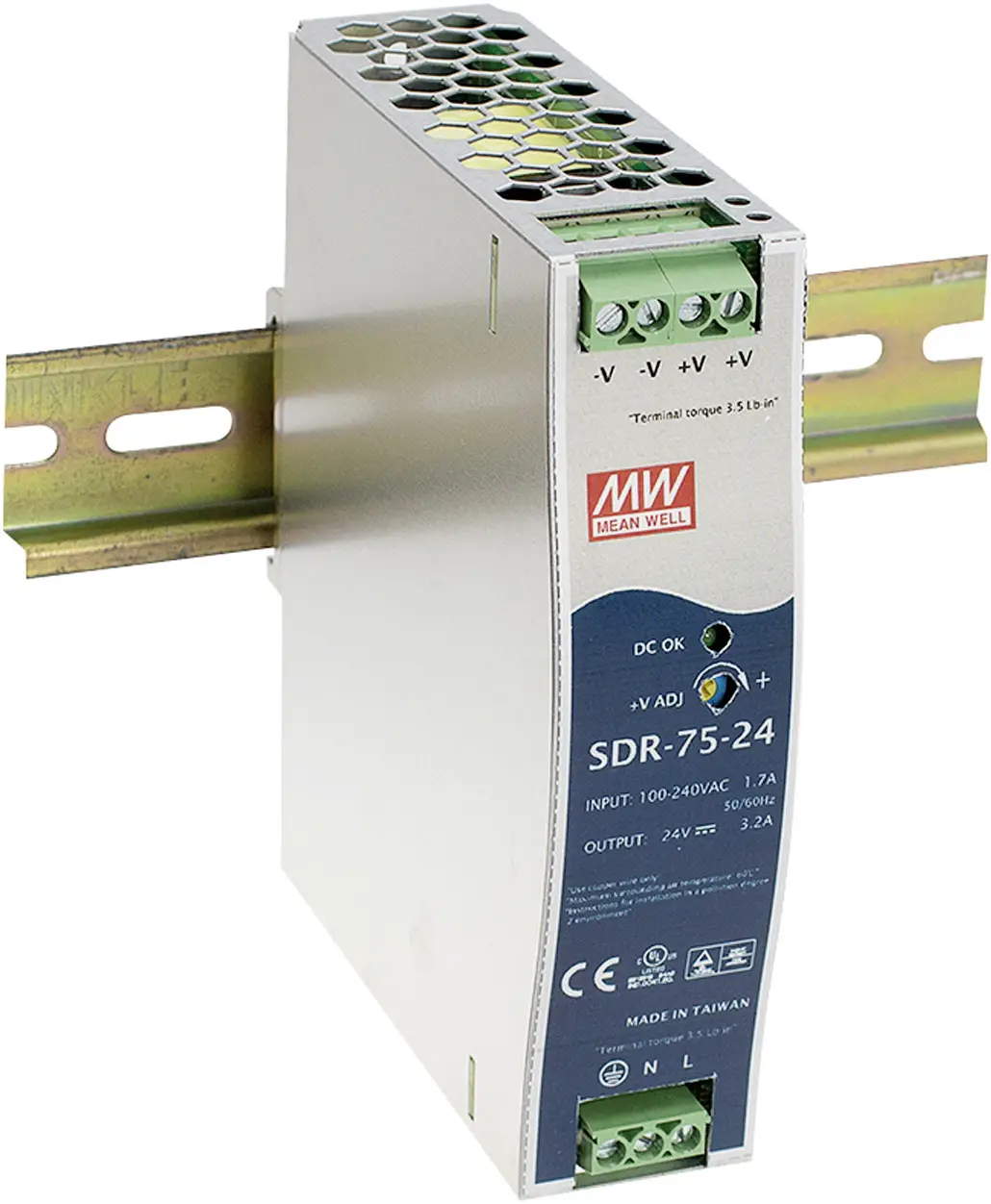 MEAN WELL SDR-75-48 Блок живлення на DIN-рейку, 48 В/DC, 1,6 А, 76 Вт