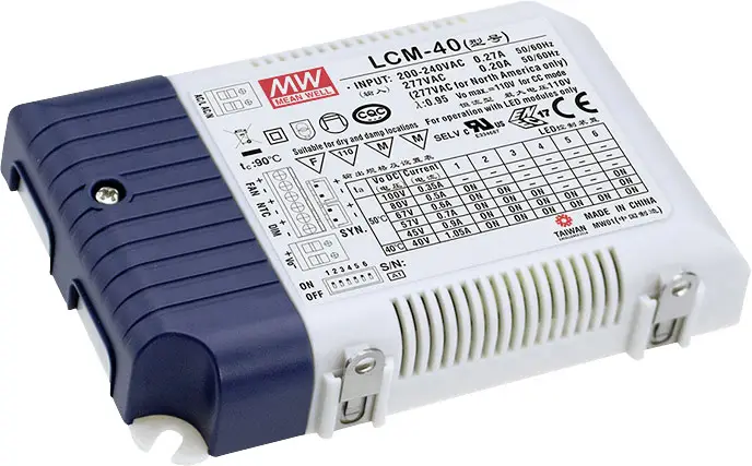 Светодиодный драйвер MEAN WELL LCM-40 постоянный ток 42 Вт 0,35 - 1,05 А 2 - 80 В/DC PFC, защита от перегрузки, диммер 1 шт.